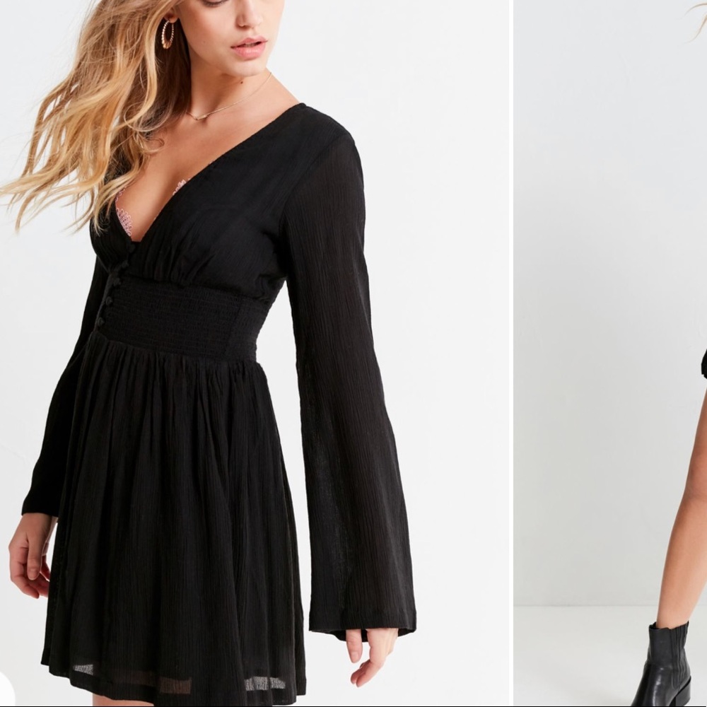 UO Elise Smocked-Waist Mini Dress